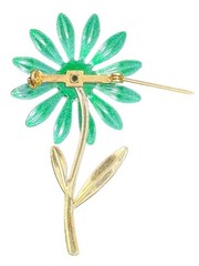 Vintage Dubarry Fifth Avenue Green Enamel Daisy Brooch & Clip Earring Set