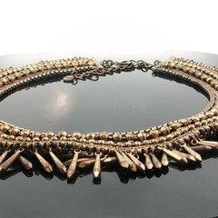 Rare Vintage Stella & Dot Egyptian Revival Necklace • Gold‑Tone Statement Bib