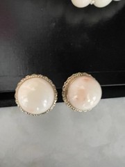 NATURAL ANGEL SKIN CORAL NECKLACE W/ MATCHING EARRINGS-14kt GOLD CLASP & EARRING