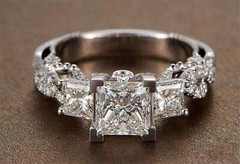1.75Ct Princess Lab Created Diamond 14K White Gold Finish Anniversary Gift Ring