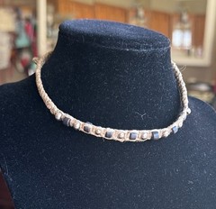 3PC Wood /Glass/Pottery /Silver beads ,Bead Choker Native ,Tribal Style