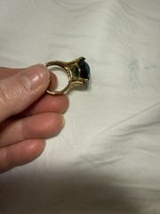 Vintage Huge Emerald Green Faceted Glass Cocktail Statement Ring Size 8 Unmarked