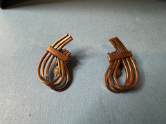 Vintage Renoir Rhythm Copper Cuff Bracelet And Earrings