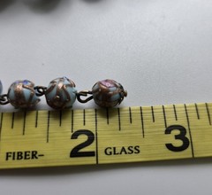 3 pc Set Necklace Earrings Vtg Italy Wedding Cake Beads Glass Blue Gold Pink