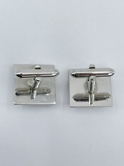 Vintage Swank mens cufflinks green teardrop faceted glass stone rope accents