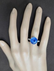 7.50ct.Platinum Vintage Filigree Engagement Ring Natural Blue Sapphire Round Cut