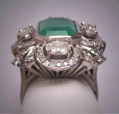 3.75Ct Art Deco Style Lab created Diamond Anniversary 14K White Gold Finish Ring
