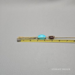 Vintage SHB Turquoise Howlite Tassel Pendant Gold Tone Chain Necklace 33″ Long