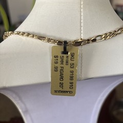 Vintage Signed 20in. Gold Tone- 5mm Figaro Chain NWT