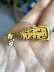 Vintage Maximal Art 50 and Fabulous Champagne Bottle Rhinestone Dangle Brooch