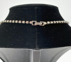 Antique Art Deco Silver Tone Multi Layer Rhinestone Collar Statement Necklace