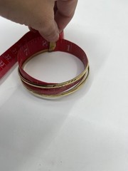 Vintage Gold Tone Bangle Bracelet Set 3 Etched Stackable Bangles Thin Slip On 8″