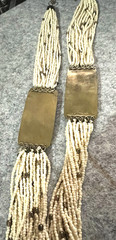 Vintage Necklace Multi Strand cream Seed Bead brass Round Beads 26″ long