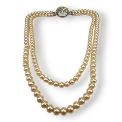 Vintage Sarah Coventry Faux Pearl Two Strand Necklace Reversible Clasp