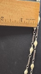 VTG Les Bernard Necklace Goldtone Cream Enamel 48″ Long Signed
