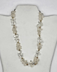 NAPIER Vintage Necklace Clear Frosted Lucite Bead Gold Tone Crystal Ice 29in