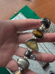 Lot Of Misc. Vintage Jewelry,Cross,Tiger Eye Cufflinks, Bracelets…