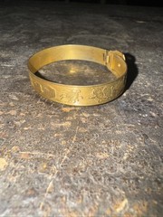 Antique Unmarked Baby Bangle Buckle Bracelet Adjustable Etched Design