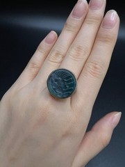 Rare Vintage Green Agate Lion Intaglio Ring Size 8.25 Lion Signet Ring Hand