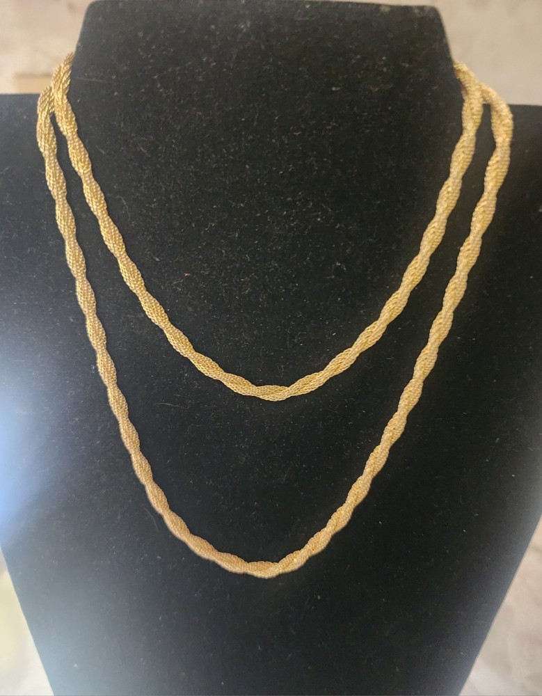 Vintage Mesh Chain Necklace GoldTone Round Popcorn Cage Spring Ring Clasp 18.5″