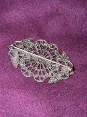 Vintage Silver Filigree Pin Brooch Measuring 2 1/4X1.5 Inches
