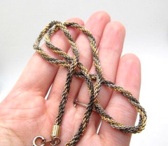Vintage Multi Silver Gold & Gunmetal 3.75mm Rope Twist Chain Necklace 18 Inch