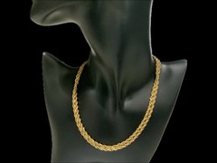 VTG SIGNED NAPIER TWISTED ROPE CHAIN NECKLACE GOLD TONE 28” SPRING RING CLASP
