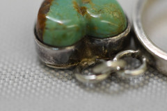 Joan Slifka Designs STERLING SILVER Turquoise Dangle Heart Ring Size 5.5 6g