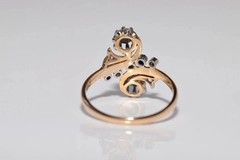 Art Deco Style Round Lab Created Diamond 14k Rose Gold FN Engagement Ring