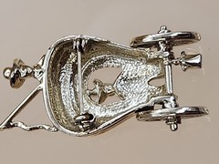 Western Wagon Small Series/Gold Tone/Multi Rhinestone Vintage Brooch