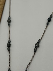 Sterling Silver Glass Blue Gray Bead Y Drop Necklace Lariat Italy 925 9.6 gram