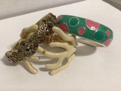 Bracelet Lot Hinged Cuff Clamper/Stretch Rhinestone Enamel Silver/Gold Tone