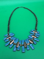 Vintage Estate MCM High End Enameled Copper 23.5” Modernist Statement Necklace
