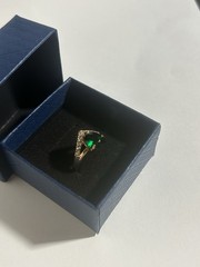 Vintage Green Cubic Zirconia Ring Gold Plated Womens Size 6.5
