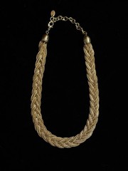 Vintage Erwin Pearl Gold Tone Braided Chain Necklace Signed Adjustable 18″