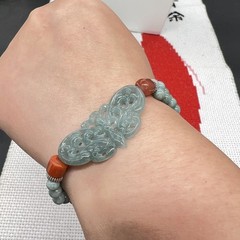 Natural A Jade Blue Water Butterfly Bracelet Chinese Style Hand Carved Jewelry