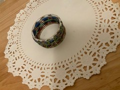 Vintage Set of 7 Cloisonne Enameled Bangle Bracelets Comes in Original Box