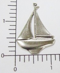 46364 – 2 Pc Sailboat Jewelry Finding Charm Pendant Silver Ox
