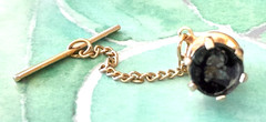 Vintage 1950’s Swank Chain Tie Bar W/ US Capitol Feature Black Gold Tone