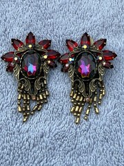 Juliana DeLizza Elster Clip on Earring Watermelon Multifacet Rhinestone Flower