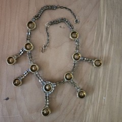 1940s RARE HOBE FIVE PENDANT PURPLE HEAD- LIGHT ORIGINAL COND FESTOON NECKLACE