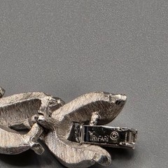 Vintage Crown Trifari Silver Tone Brushed Leaf Link Bracelet 7” Nice Gift