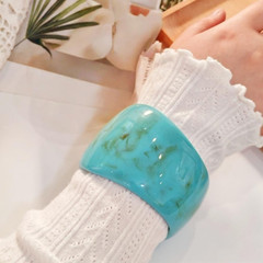 Acrylic Chunky Cuff Bangle Wide Bracelet for Women Vintage Resin Irregular Geome
