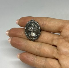 Art Nouveau Silver Plated Pewter Lady In The Hat Brooch Pin