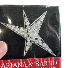 Ariana & Bardo European Crystal Star Brooch Pin Fashion Jewelry 3 1/2″ x 2 1/2″
