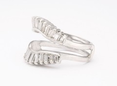 GIA TESTED 14K GOLD 0.81 CT NATURAL DIAMOND RING 27 BAGUETTE JACKET GUARD SZ 5½