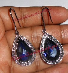 LATEST 0.66ct ANTIQUE ROSE CUT DIAMOND SILVER 925 SAPPHIRE VINTAGE LOOK EARRINGS