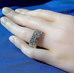 Original EARTH MINED DIAMOND Deco Band Vintage Eternity Anniversary Ring Size 7
