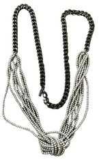 Pendleton Heavy Chain and Multi Strand Knotted Bead Necklace 36 in Gray