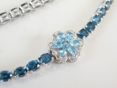 Vintage Sterling Silver 925 Natural Heated London Blue Topaz Tennis Bracelet